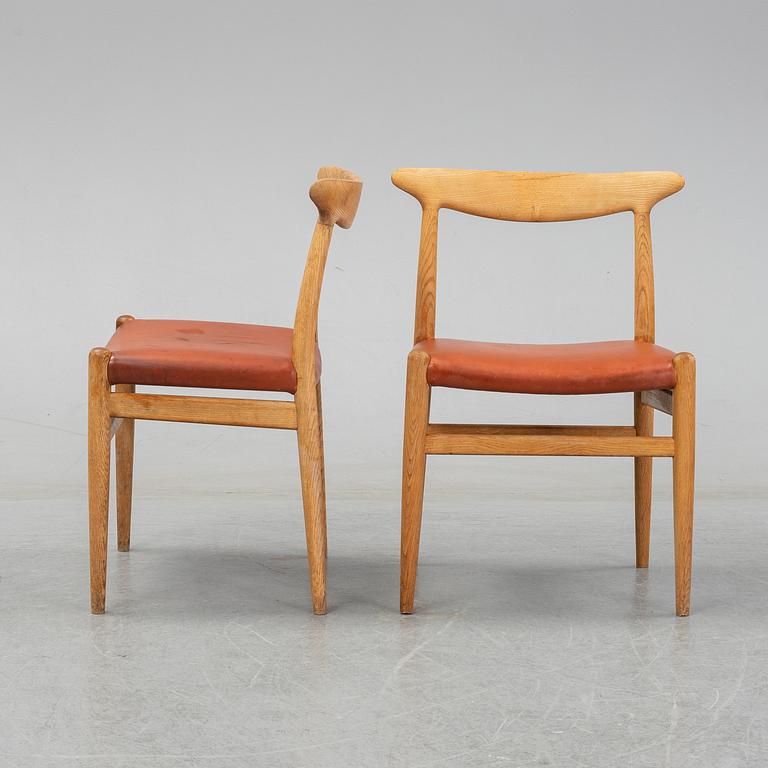 Six model W2 oak chairs by Hans Wegner for C.M. Madsen, designed 1953.