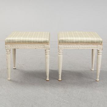 A pair of ca 1800 late Gustavian stools by Erik Öhrmark (1777-1813).