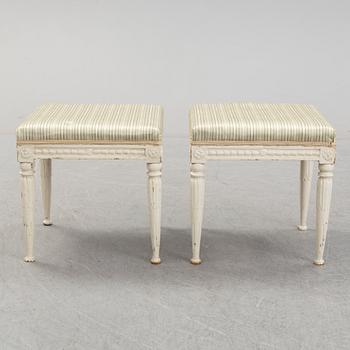 A pair of ca 1800 late Gustavian stools by Erik Öhrmark (1777-1813).