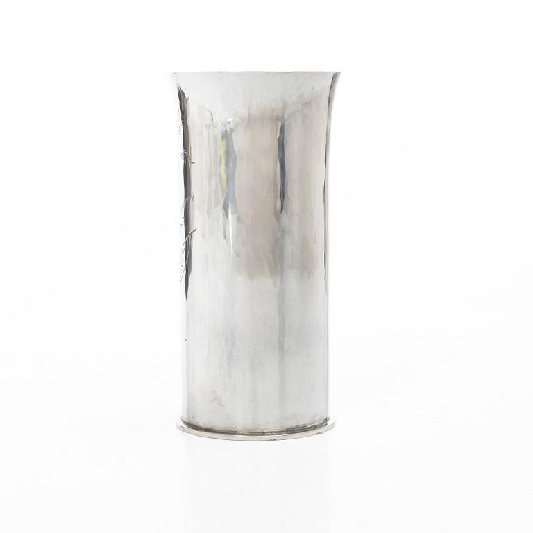 Gunnar Cyrén, Vase, sterling silver, Gävle, 1982.