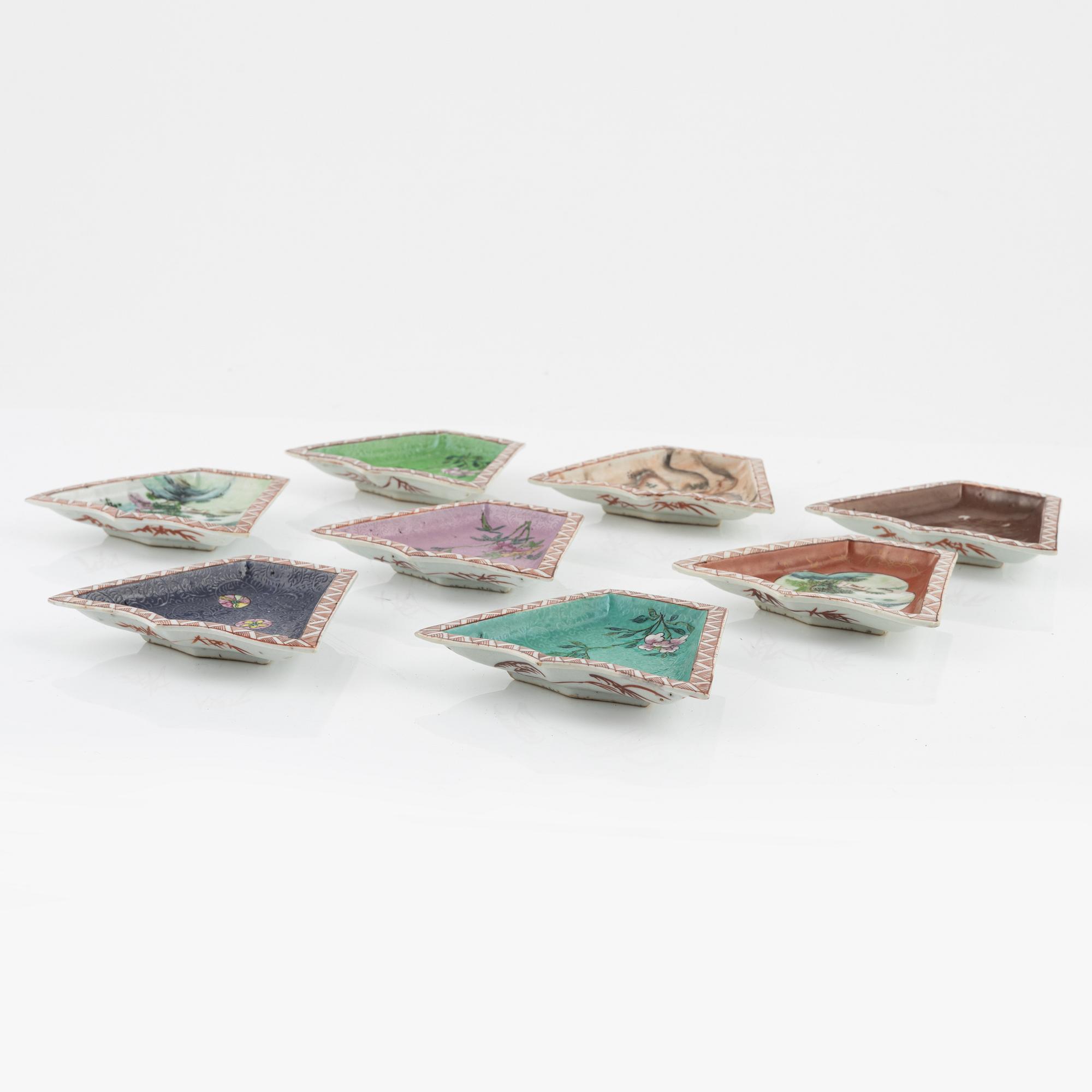 A Chinese nine piece cabaret, late Qing dynasty/early 20th Century.