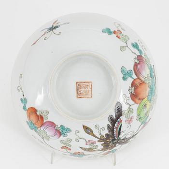 A Chinese porcelain 'butterfly and melon' bowl, 20th Century.