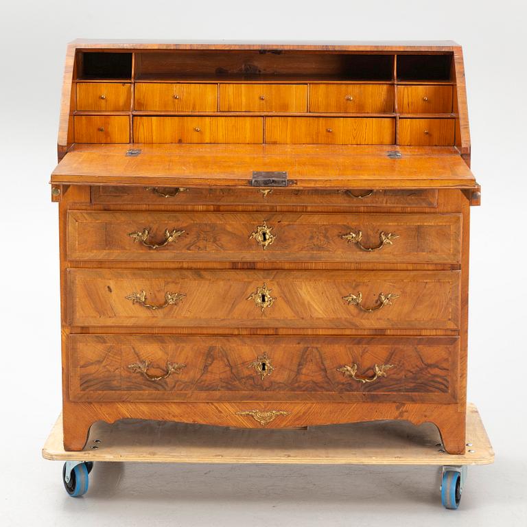 A Swedish rococo parquetry secretaire, Stockholm, later part 18th century.