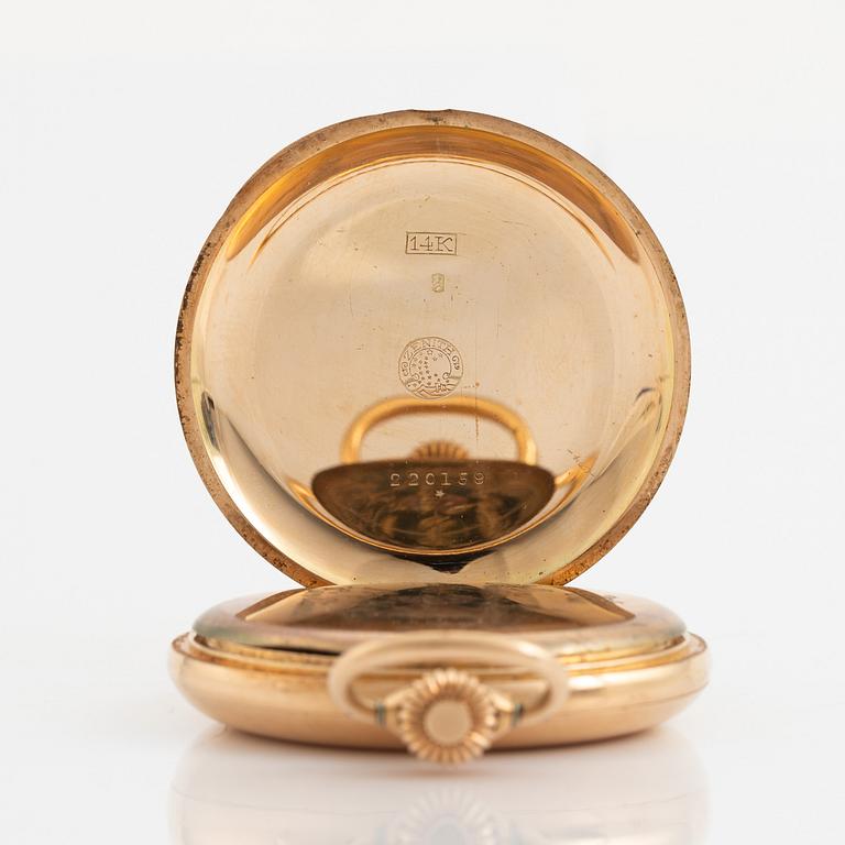 Zenith, pocket watch, 14K gold, hunter, 51,5 mm.