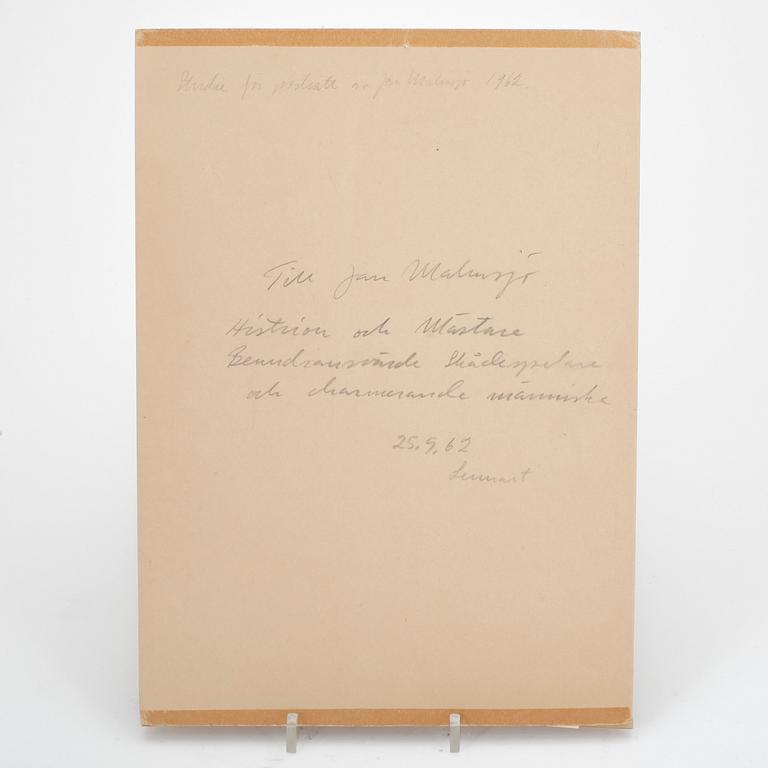 LENNART JIRLOW, teckning föreställande Jan Malmsjö, signerad, daterad 1962.