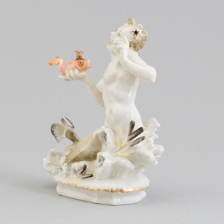 A Hutschenreuter figure of a mermaid with a fish prince, Germany, 1955-68.