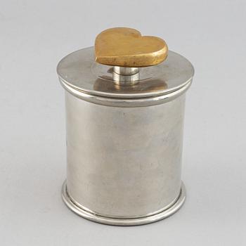 Estrid Ericson, a pewter and brass jar with cover by Svenskt Tenn, Stockholm 1993.