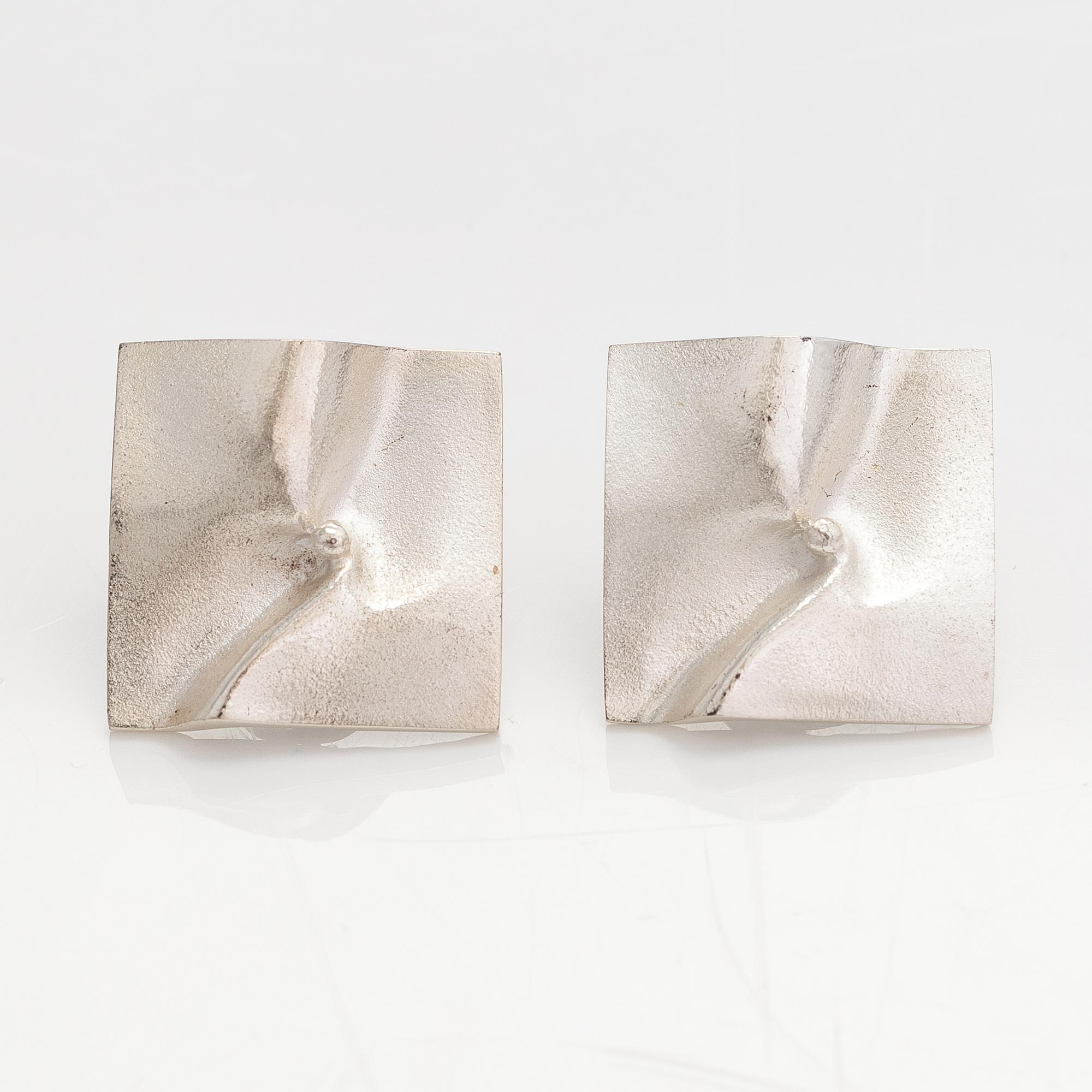 Björn Weckström, A pair of sterling silver earrings "Shields". Lapponia.