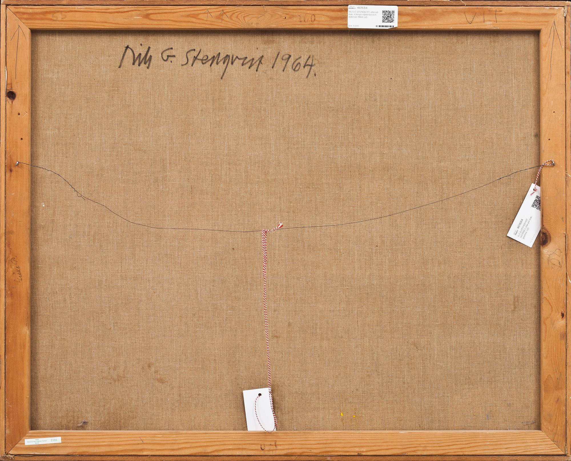 NILS G STENQVIST, olja på duk, a tergo signerad och daterad 1964.