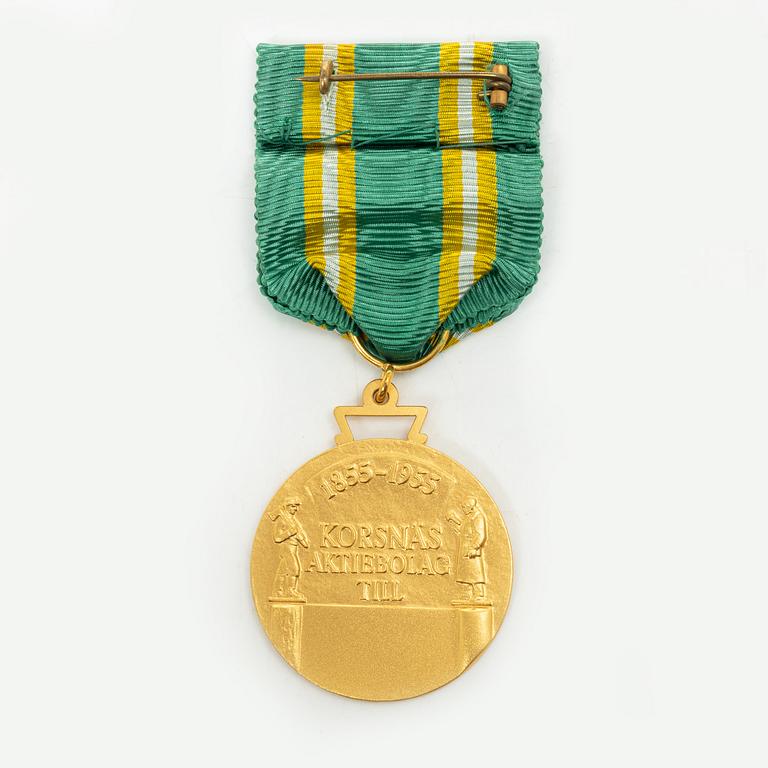 An 18K gold medal, Sporrong, Stockholm 1958.