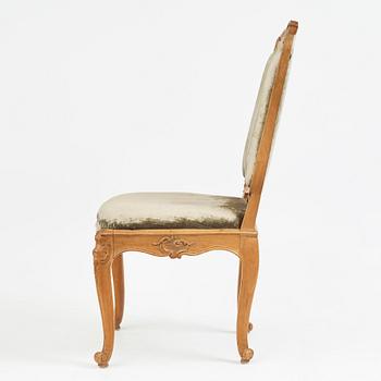 A Royal Swedish rococo chair decorated by  Johan Liung 1747.