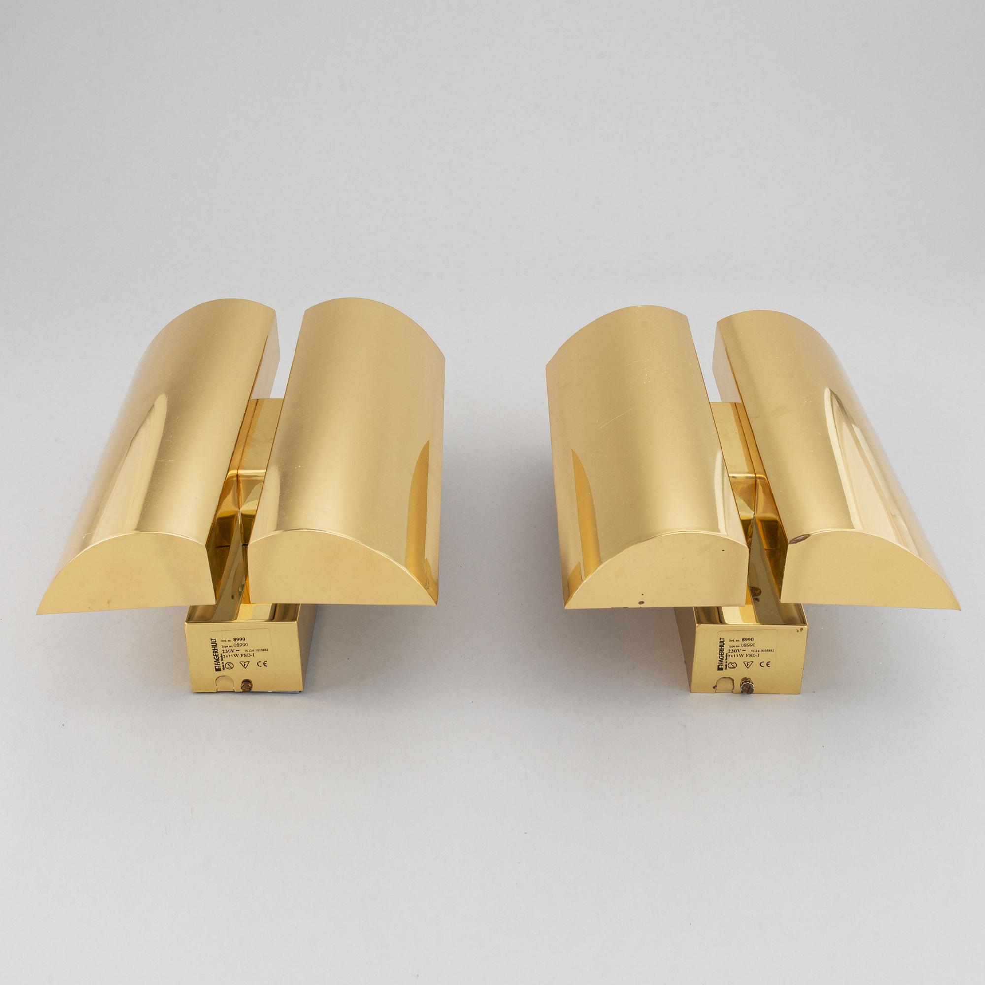 A pair of wall lights, Fagerhult, second half of 1900's.