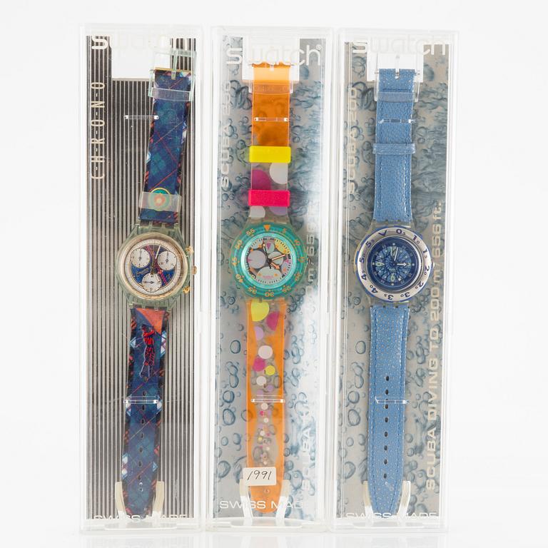 Parti med 18 Swatch-klockor från omkring 1990, "No Reserve".