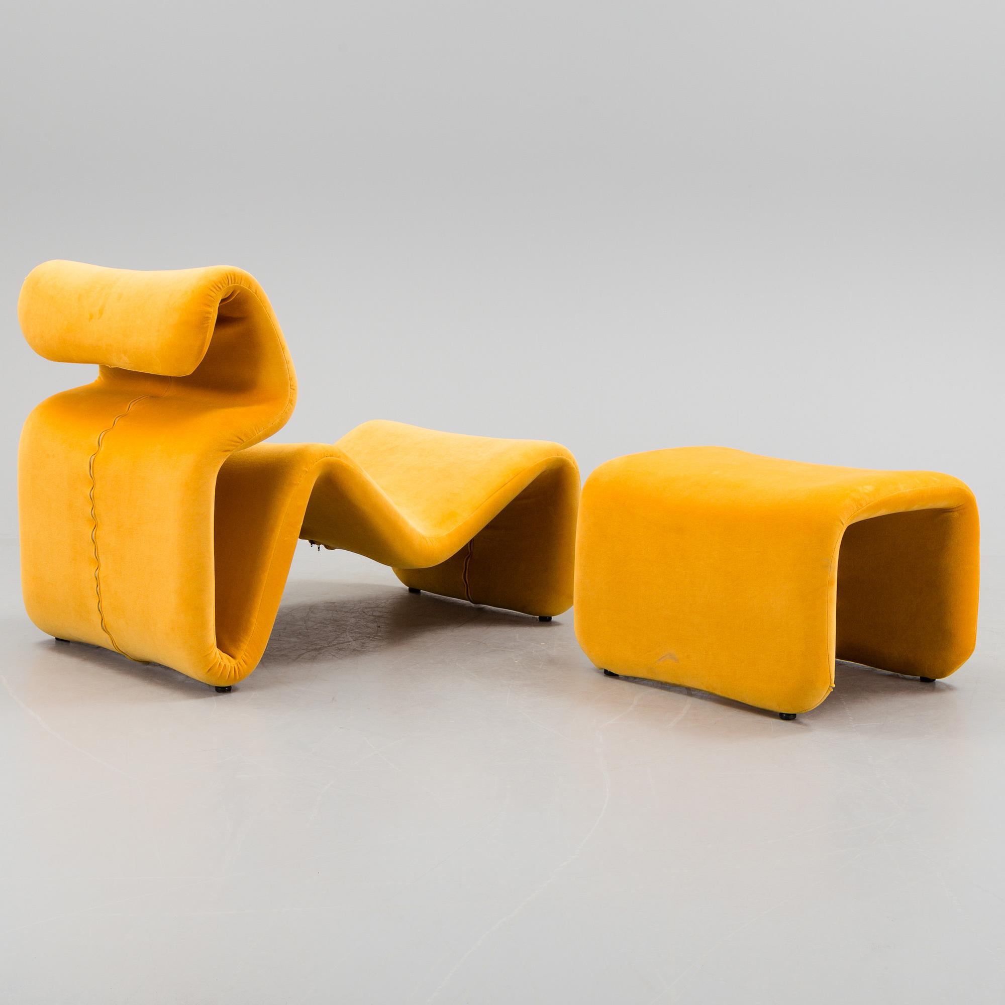 FÅTÖLJ samt FOTPALL, "Etcetera", Jan Ekselius för J. O. Carlsson, Vetlanda, modellen formgiven 1970.