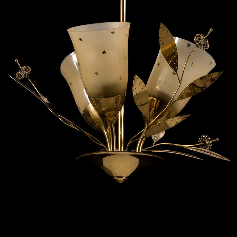 A mid-20th Century brass ceiling light, Itsu, Finland.