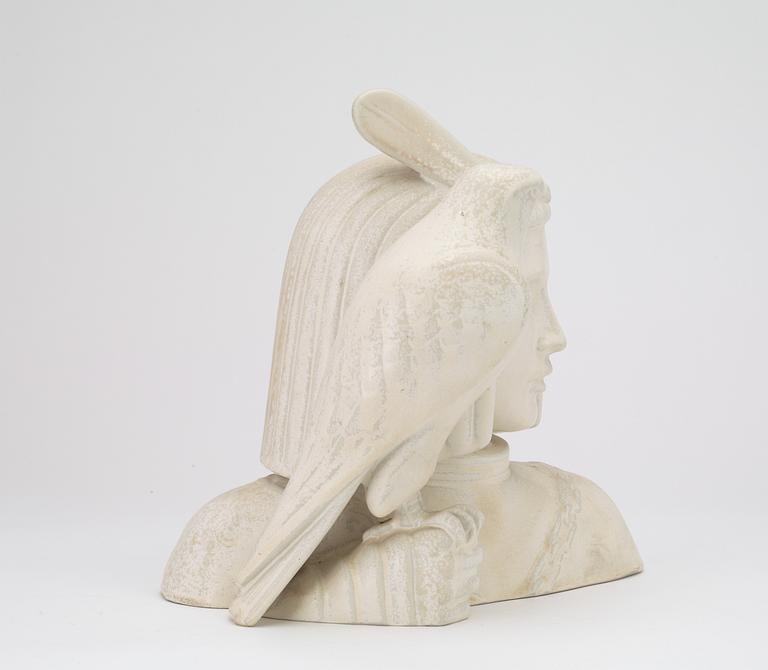 A Gunnar Nylund stoneware sculpture of a falconer, Rörstrand.