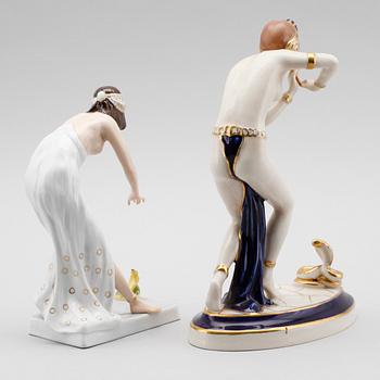 FIGURER, 2 st, porslin, Royal Dux och Rosenthal, 1900-talets mitt.