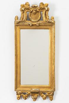 A Gustavian giltwood mirror, late 18th century.
