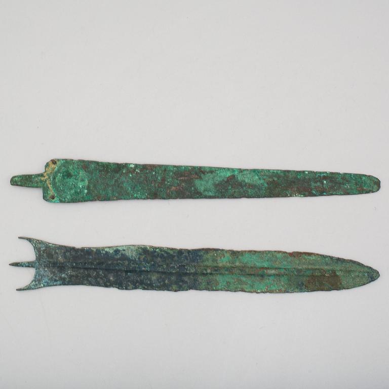 Two Loristani bronze sword blades around 1000 B.C.