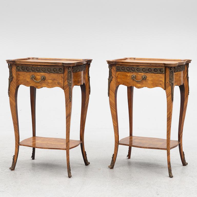 A Pair of Louis XV-Style Bedside Tables, 20th Century.