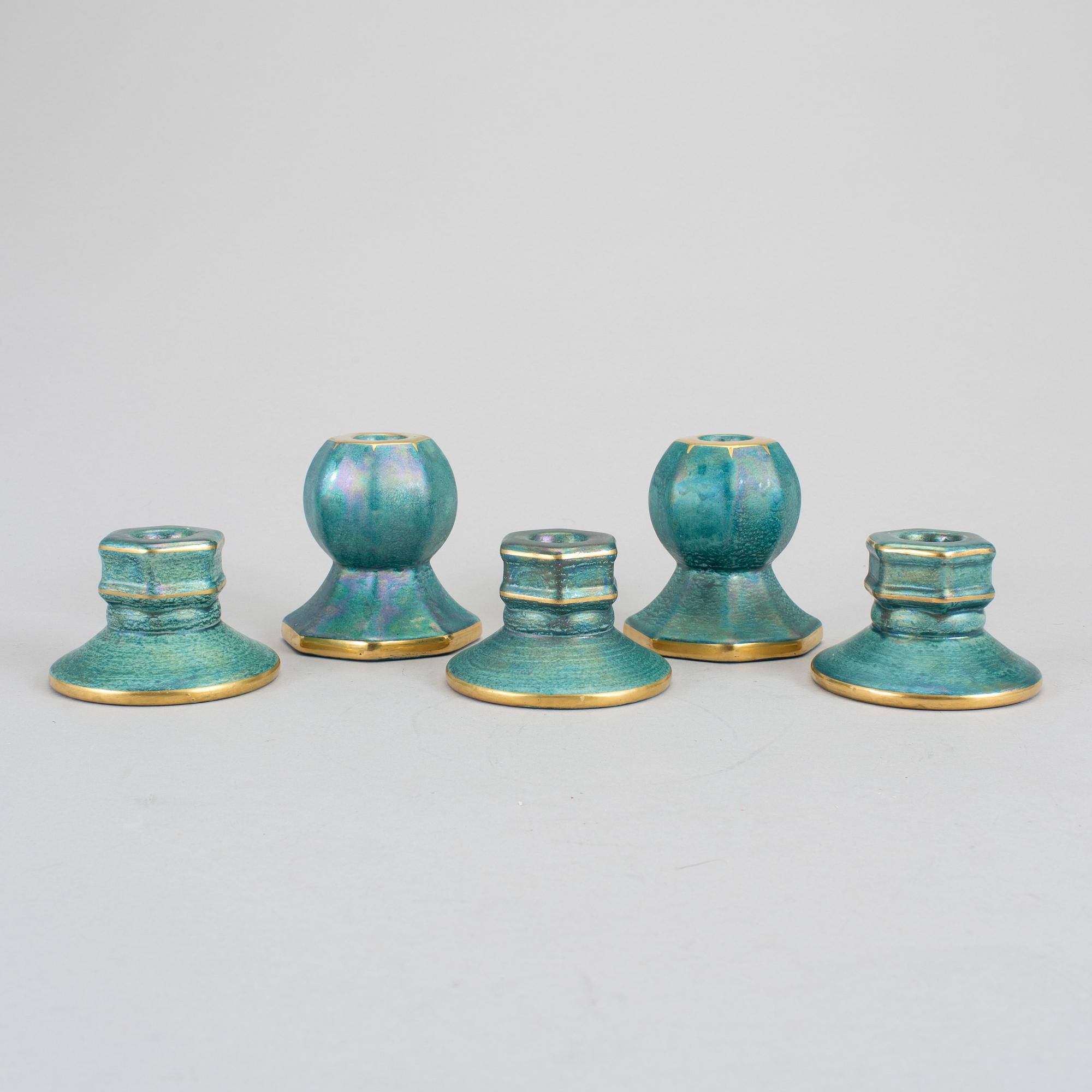 JOSEF EKBERG, ljusstakar 2+3 st, flintgods, Gustavsberg, 1920-/30-tal.
