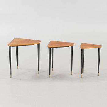 A 1950s nest of tables, three pcs.