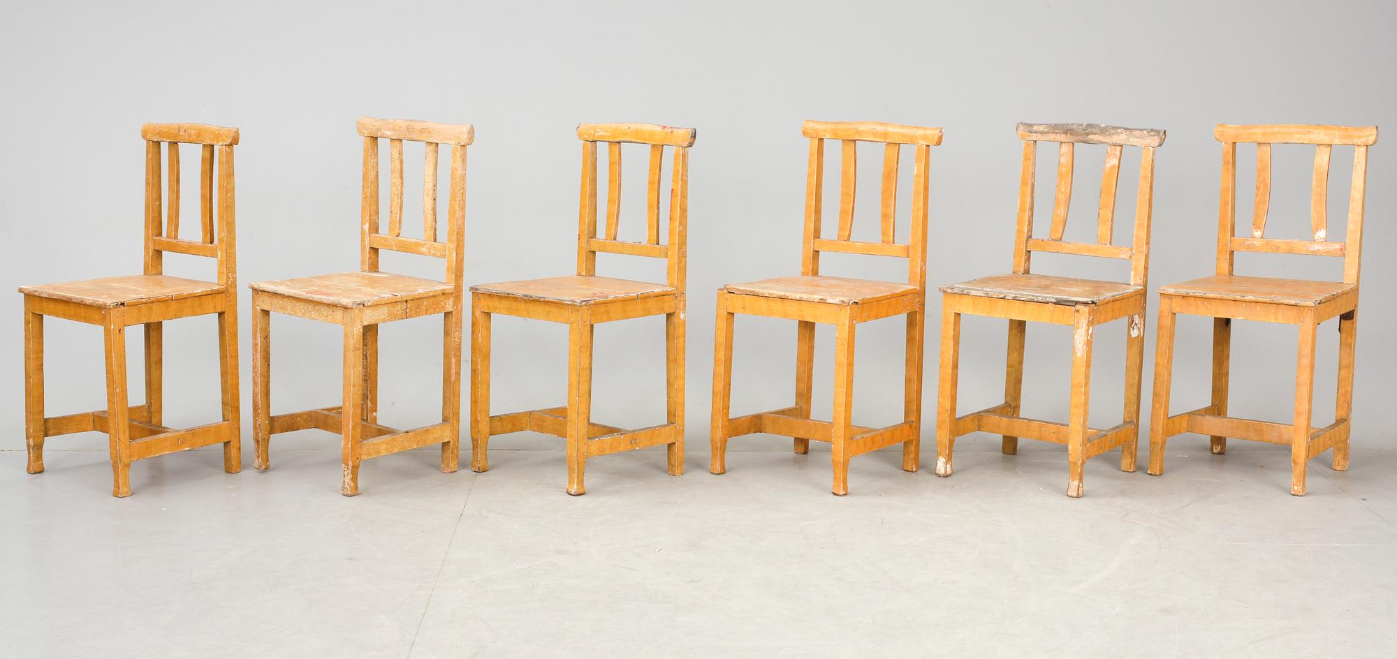 STOLAR, 6 stycken, allmoge, 1800-talets mitt.