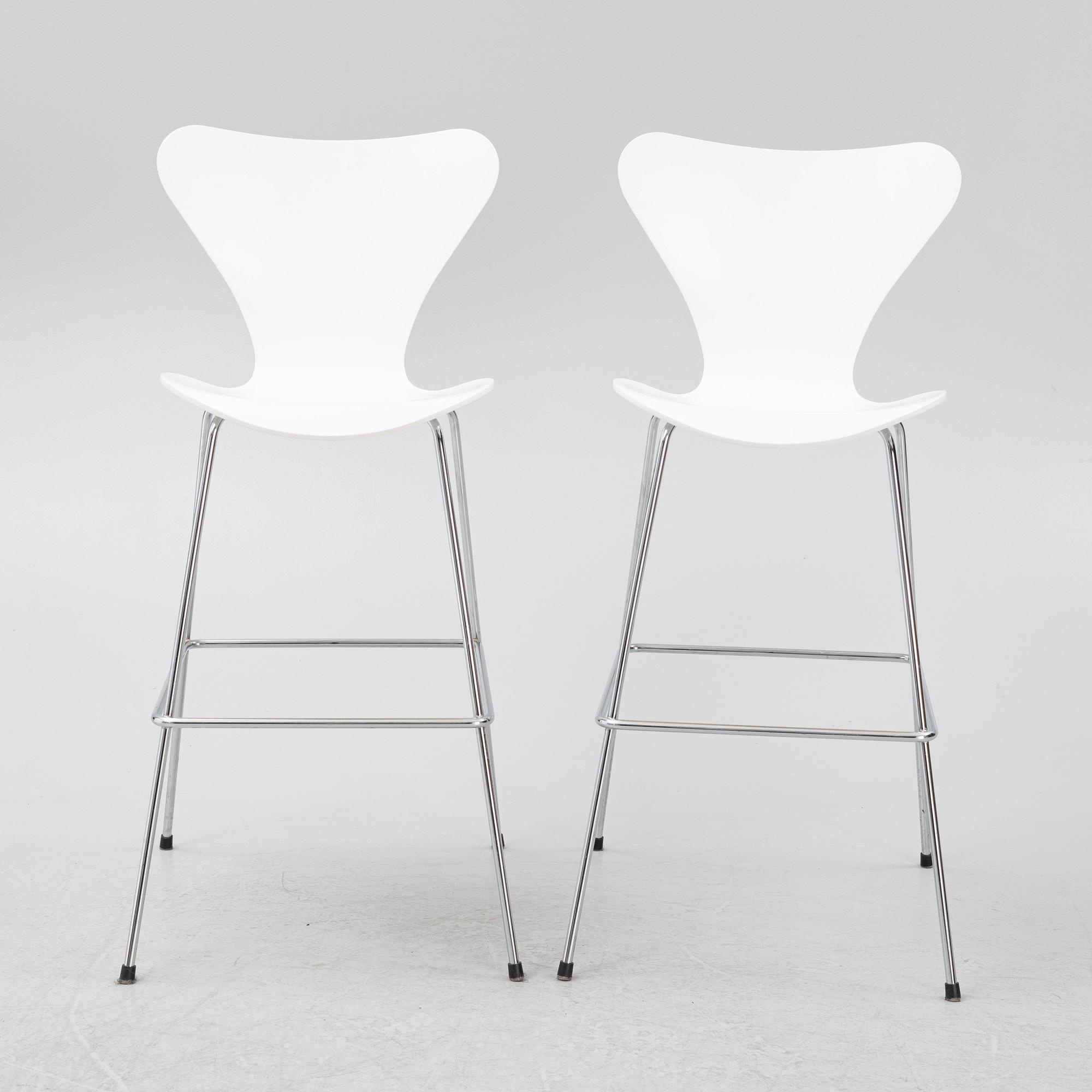 Arne Jacobsen, barstolar, 6 st, "Sjuan", Fritz Hansen, Danmark.