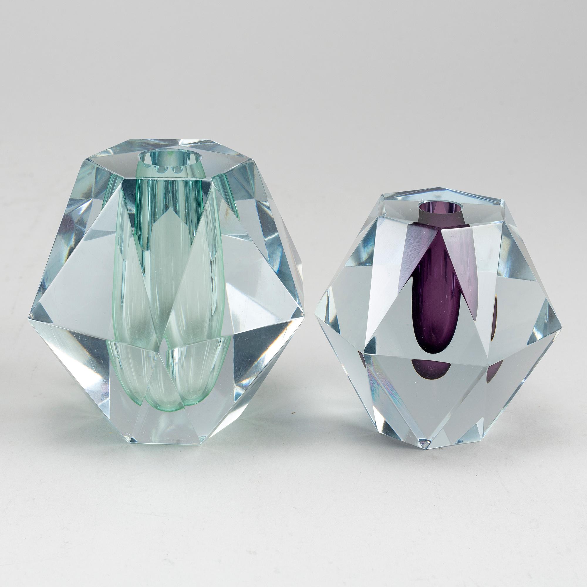 ASTA STRÖMBERG, five 'Diamant' glass vases from Strömbergshyttan, 1960's.