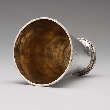 A Swedish 18th century parcel-gilt silver beaker, mark of Carl Lilja, Stockholm 1721.