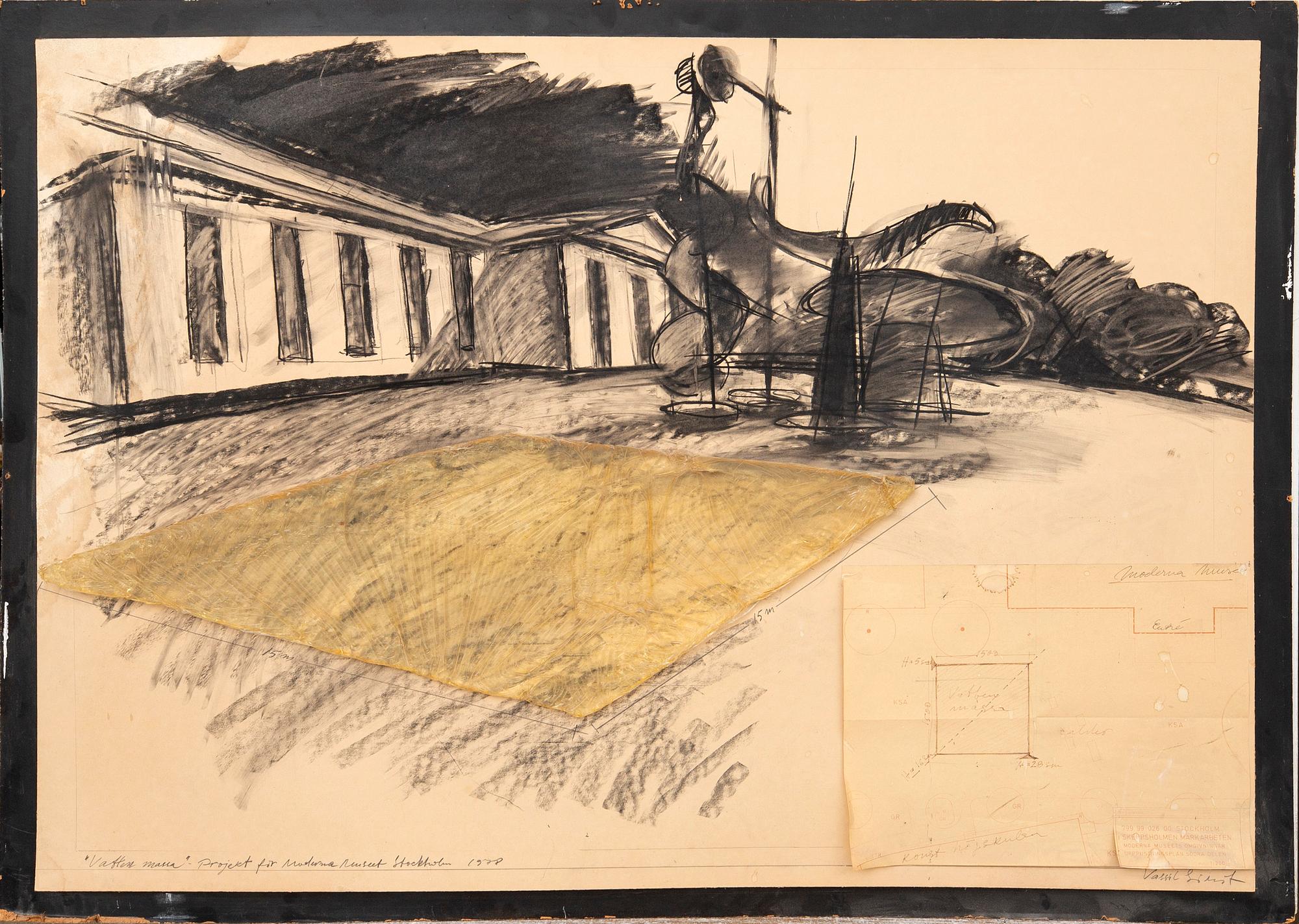 Vassil Simittchiev, drawing, "Water Mass" - Project for the Moderna Museet Stockholm, 1978.