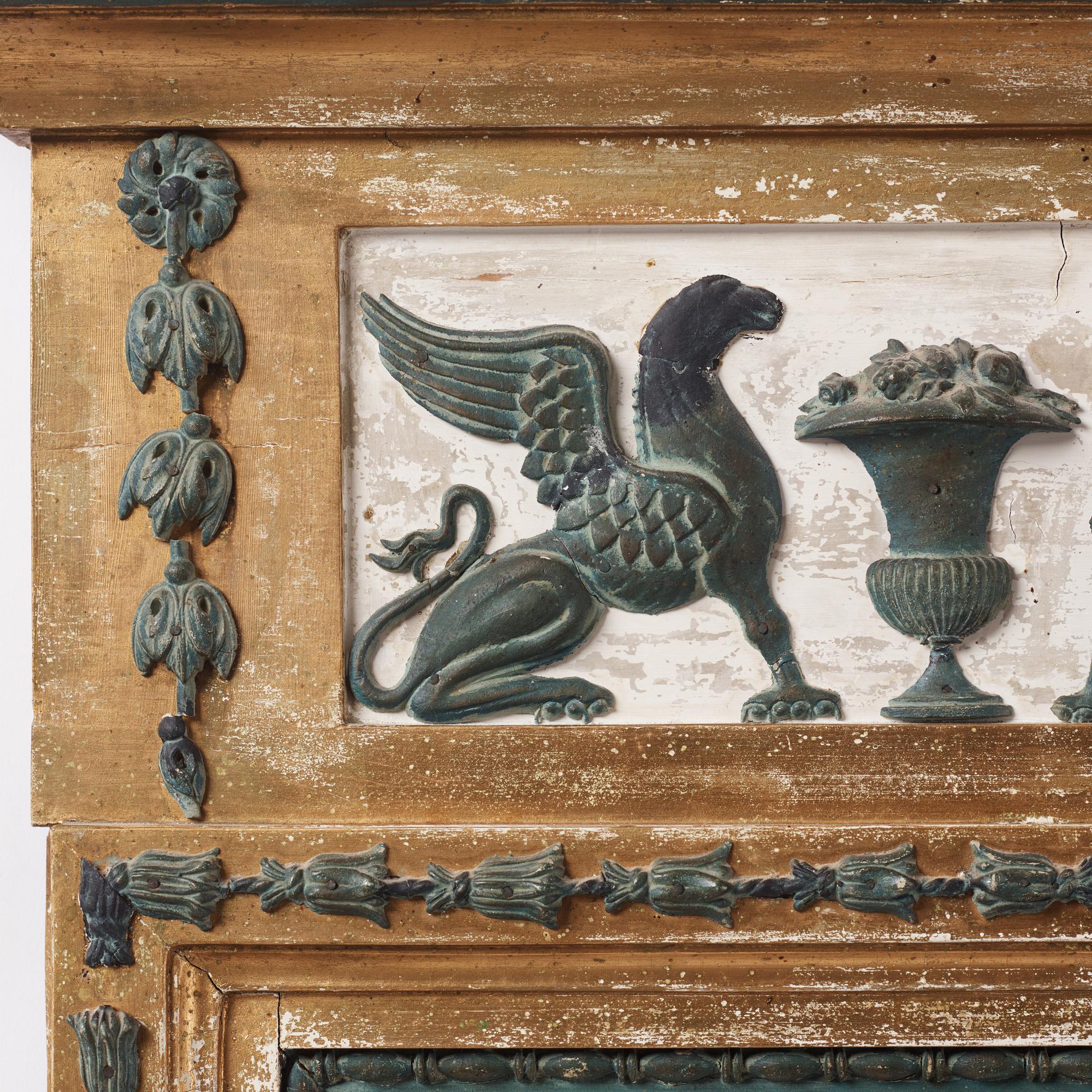 A late Gustavian giltwood and gesso mirror by G. Lindberg (master in Stockholm 1791-1804).