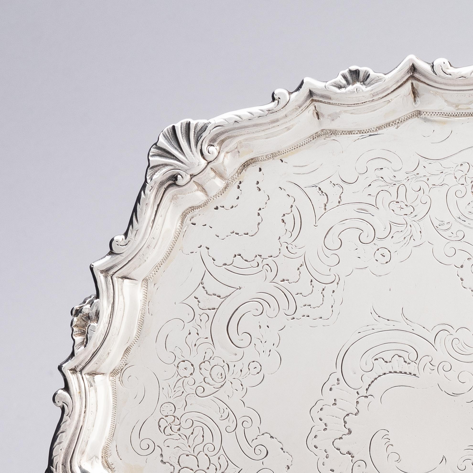 An English silver salver/dish, mark of John Robinson II, London 1740.
