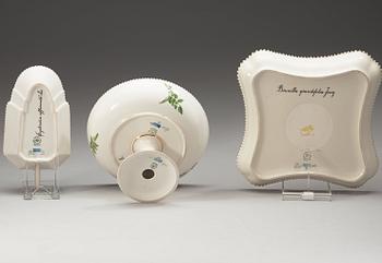 Royal Copenhagen, A set of Royal Copenhagen "Flora Danica" dishes, tazza, cake dish and jelly dish, 20-th century.