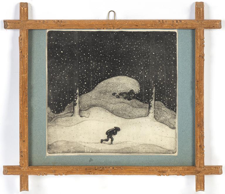 John Bauer, litografi, signerad i trycket.