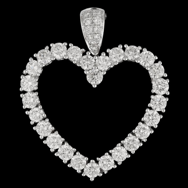 A brilliant cut diamond heart pendant, tot. 3.01 cts.