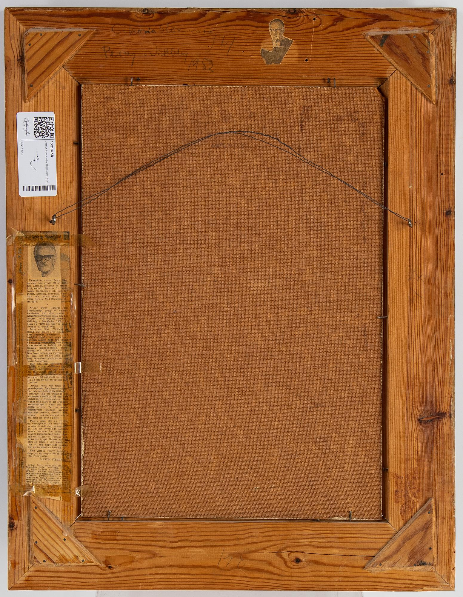 Arthur Percy, oil on panel, signed and dated 1952.