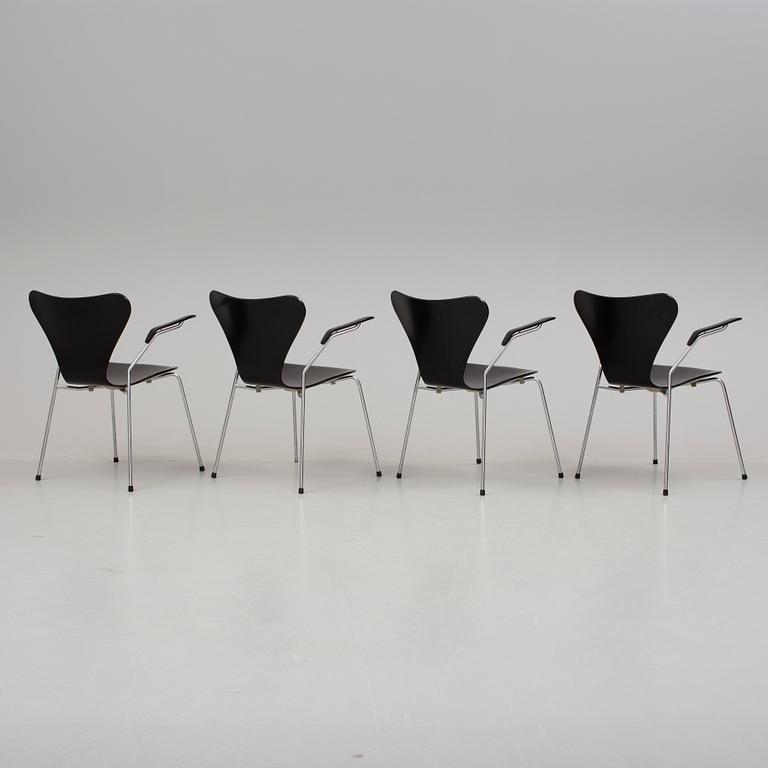 KARMSTOLAR, 4 st, "Sjuan", Arne Jacobsen, Fritz Hansen.