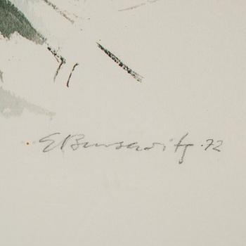 GUNNAR BRUSEWITZ, färglitografi, signerad och daterad -72.