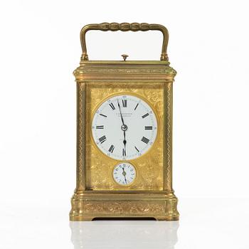 A gilt bronze carriage clock of French manufacture, the dial mark Linderoth, Stockholm, late 19th century/circa 1900.