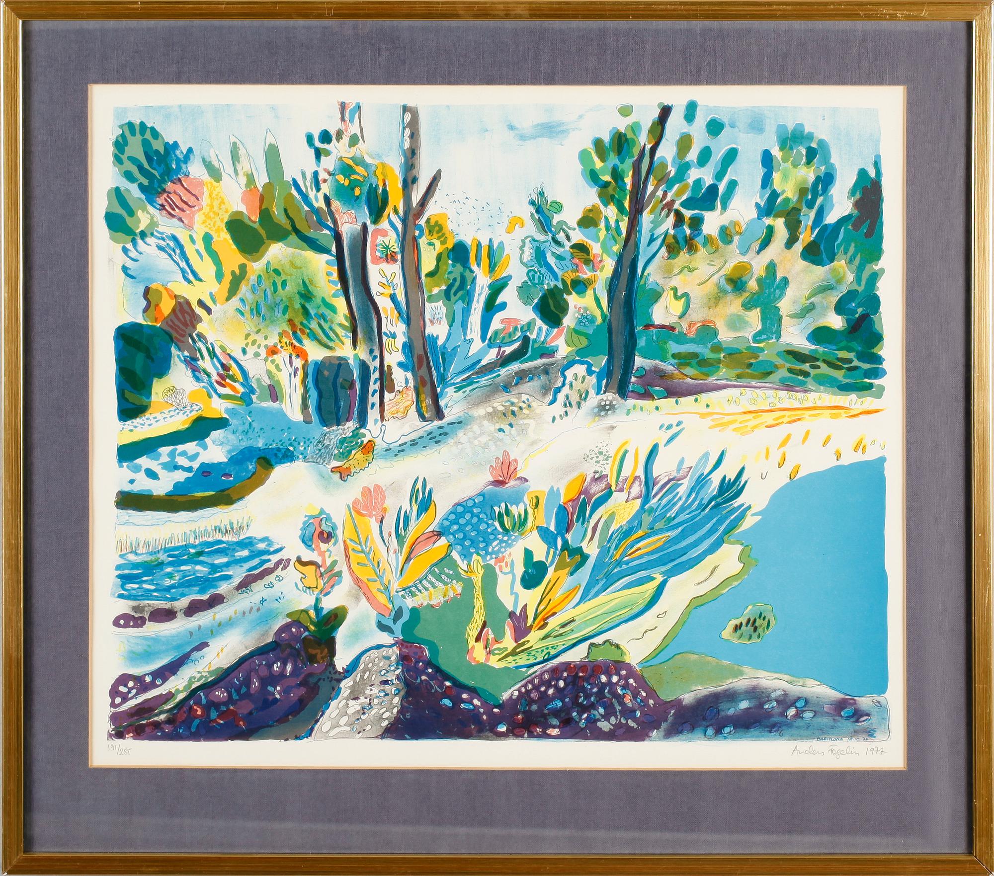 ANDERS FOGELIN, 2 st, färglitografier, signerade, daterade 1977 och numrerade 191/285.