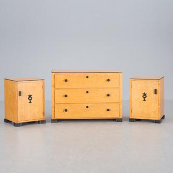 SÄNGKAMMARMÖBEL, 3 delar,  1930-tal.