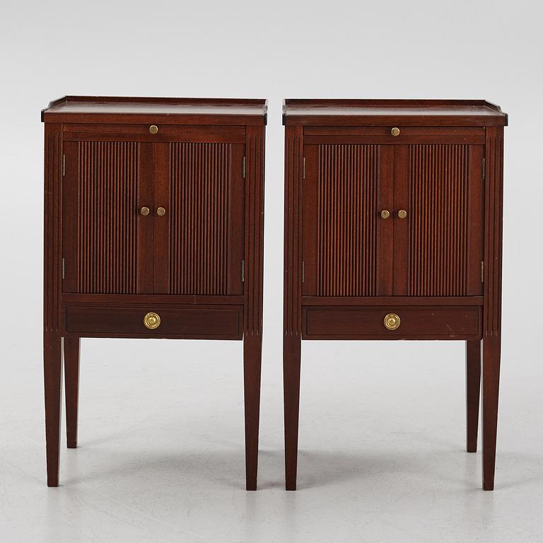Bedside tables, a pair, Gustavian style, second half of the 20th century.