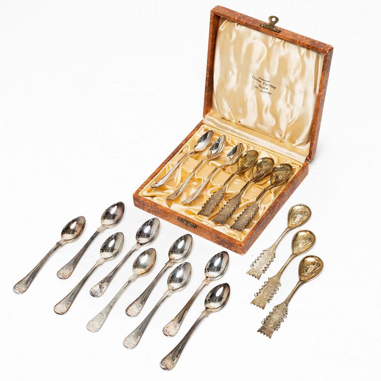 Mocha spoons, 5+12 pcs, silver, including with mark of Mema, Lidköping, Sweden 1991.