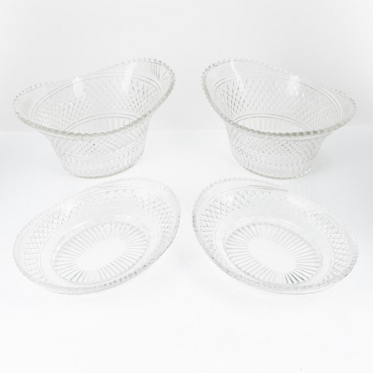 A pair of cut glas jardiieres on stands, 19th Century.