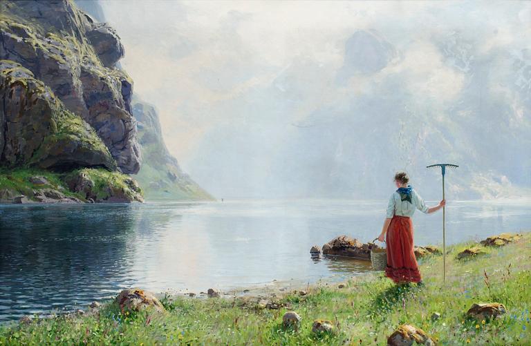 Hans Andreas Dahl, Fjordlandskap med flicka.