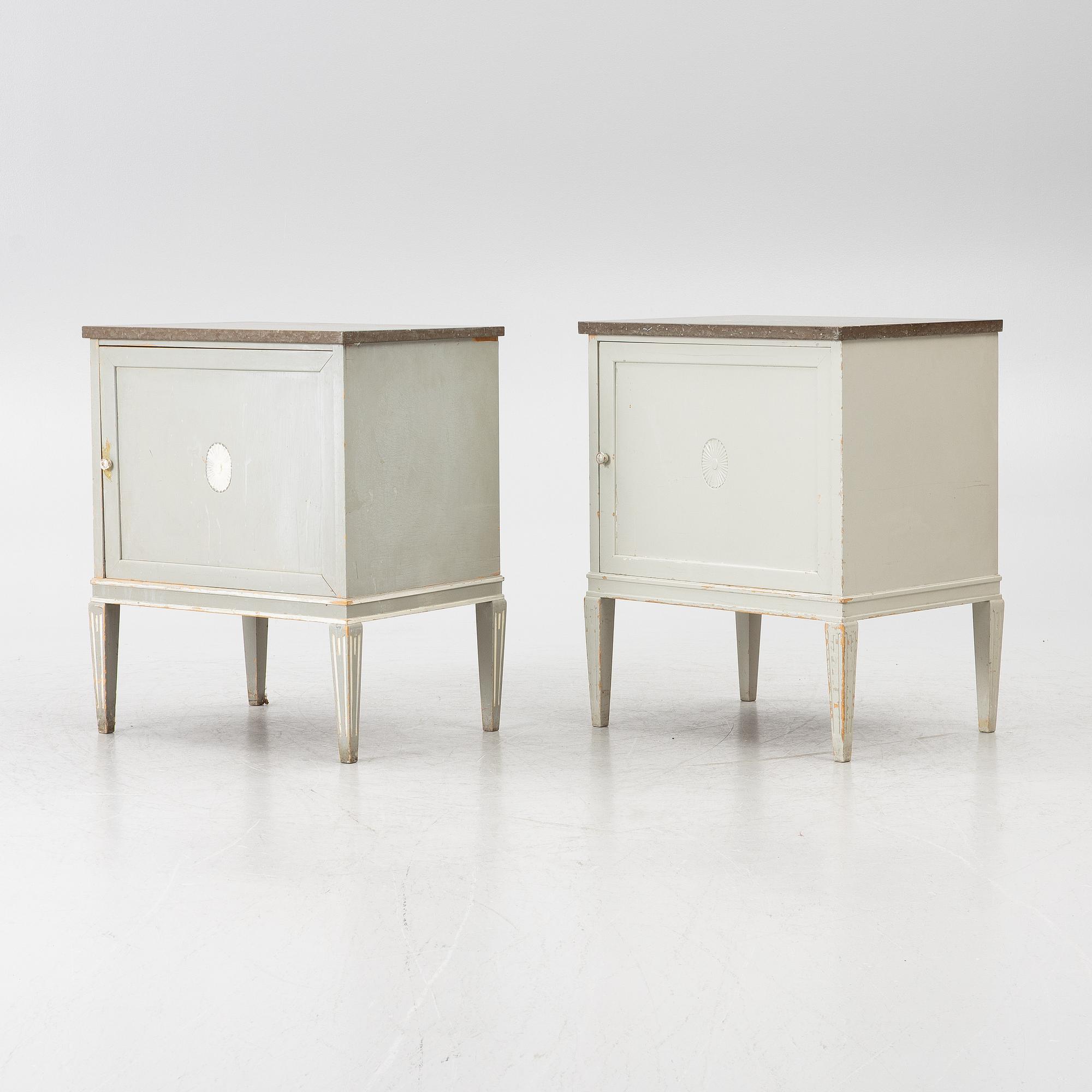Bedside tables, a pair, Nordiska Kompaniet, early 20th century.
