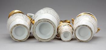 KAFFESERVIS, 9 delar, porslin, empire, Frankrike, 1800-talets början.