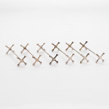 Paul Fredrik Sohlman, six silver knife rests, Saint Petersburg, late 19th century.