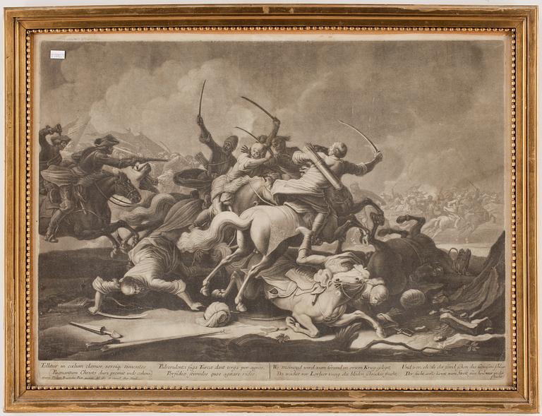 GRAVYRER, 2 st, bland annat efter Georg Philipp Rugendas, 1700-talets första hälft.